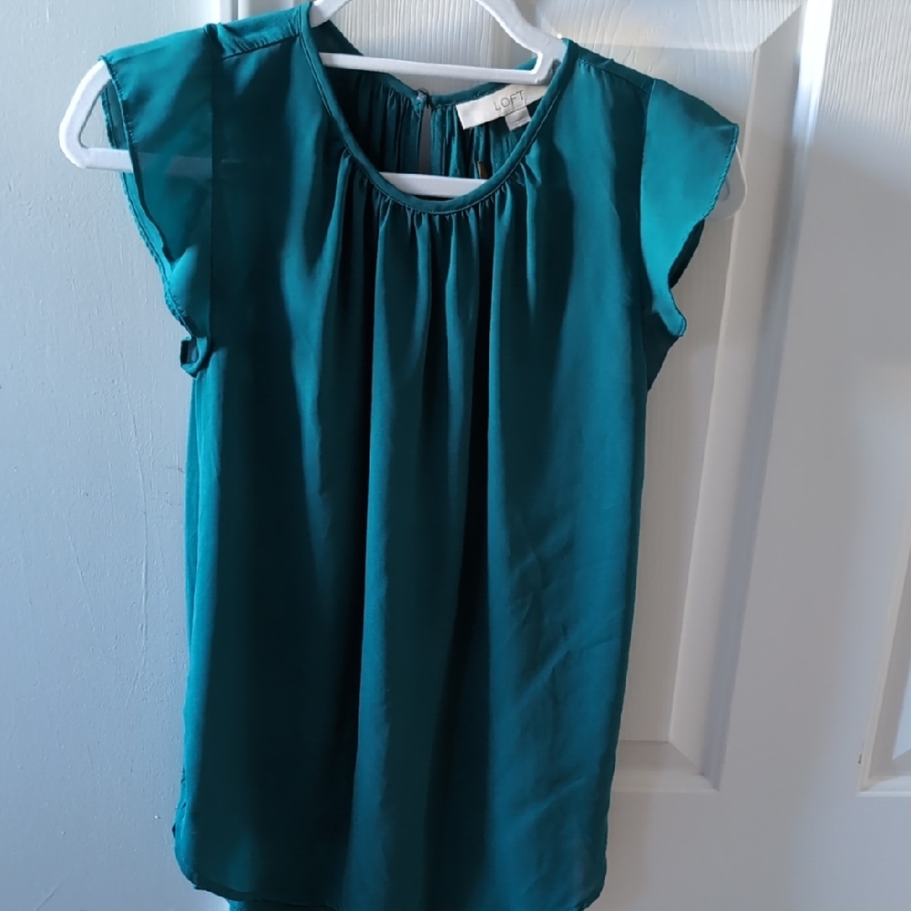 LOFT Teal Cap Sleeve Top